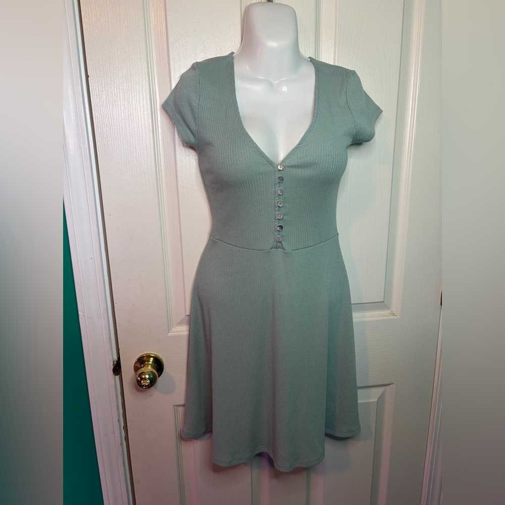 Urban Outfitters Sage Button-Front Mini Dress
